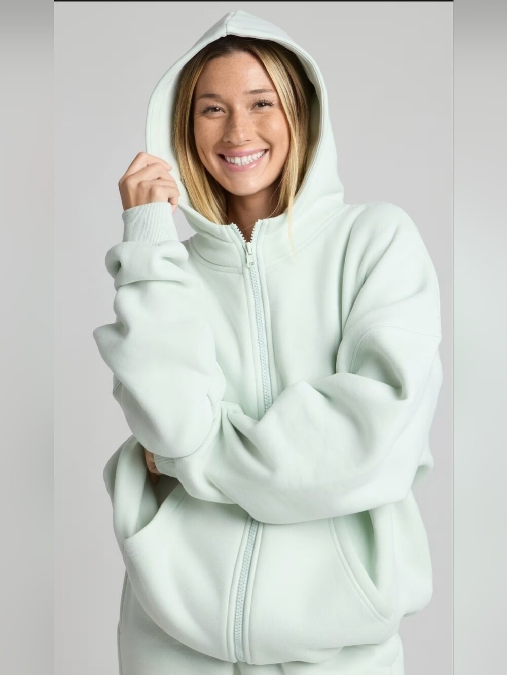 Set COMFORT Oversized Mint Green Zip Hoodie & Joggers Set - Picture 2 of 6